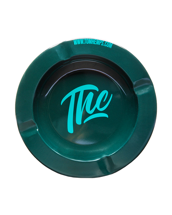 THCrew Tin Ashtray in classic green design.