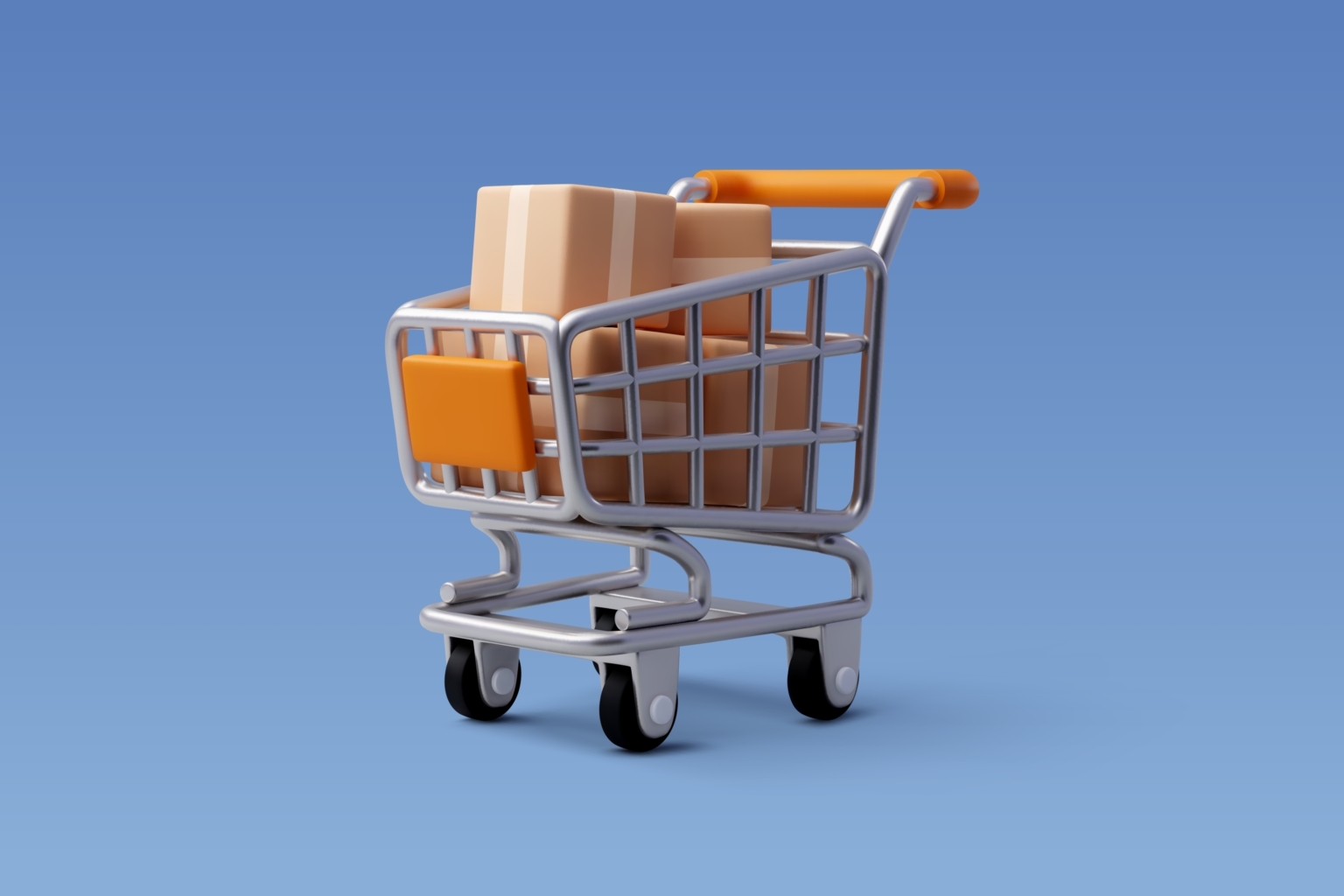 3d,vector,shopping,trolley,with,parcel,boxes,,shopping,online,concept.