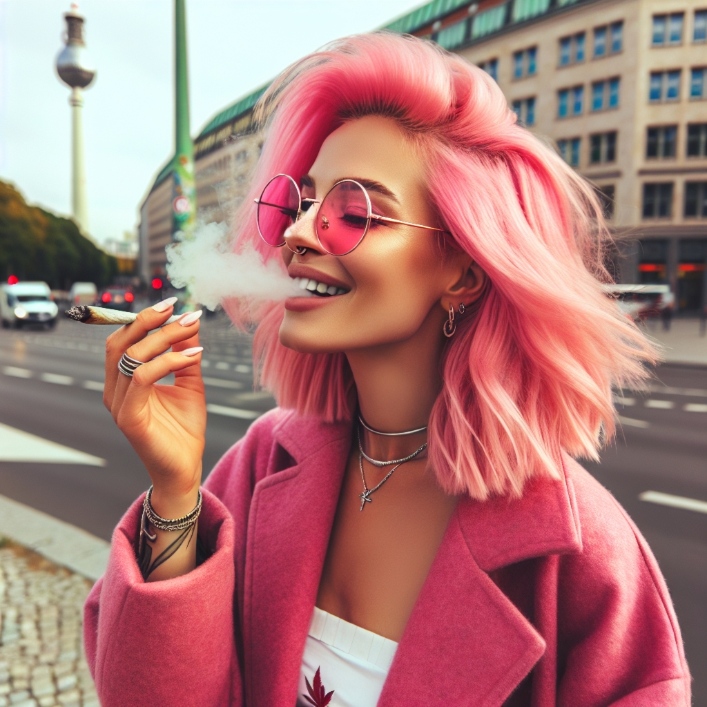A,woman,in,pink,hair,super,stylish,and,elegant,but
